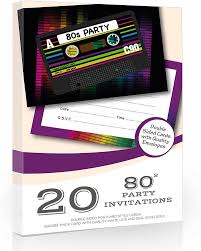 This listing contains a us letter (8.5 x 11 inches) size pdf file with two 7 x 5 in. 20 X 80s Party Invites From Olivia Samuel Ready To Write 1980s Party Invitations With Envelopes Amazon Co Uk Toys Games