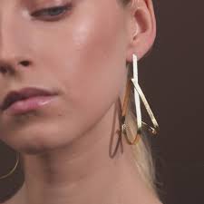 Contemporary Gold Earrings Statement Edgy Geometric Abstract Irregular