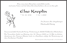 Right now, charles kreplin lives in weedsport, ny. Traueranzeigen Von Else Kreplin Trauer Hna De