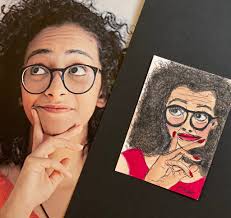 3328: Wrinkled Woman; painted in watercolors and Posca pens