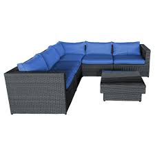 The beauty of buying furniture at costco is that the markup on it is no more than 14%. Henryka 6 Piece Sofa Set With Blue Cushions The Home Depot Canada