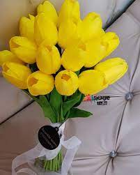 مسكة زفاف ب توليب اصفر شبه طبيعي bouquet sparkle plants