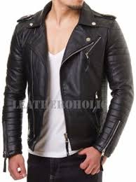 Mens Black Genuine Leather Jacket Slim Fit Real Biker New Xs 3xl Vintage