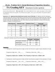 Use the hardy weinberg equation to determine the allele frequences of traits in a dragon population. Problem Set 2 The Answer Key Doc 30 Pts Problem Set 2 Hardy Weinberg Population Genetics Tagradingkey Showyourwork Course Hero
