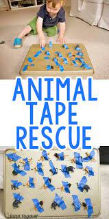 Animal Tape Rescue Activity Busy Toddler Infant Activities Toddler Learning Activities Busy Toddler
