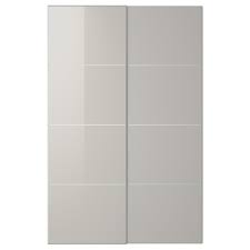 Hokksund Pair Of Sliding Doors High Gloss Light Gray Official Website Ikea Ikea Kleiderschrank Hochglanz Frost Glas