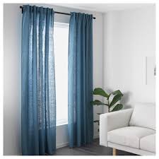 Aina Curtains 1 Pair Blue Ikea Blue Curtains Living Blue Curtains Living Room Orange