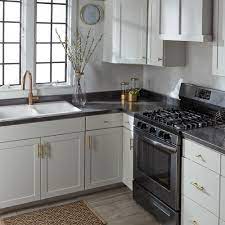 We did not find results for: Black And White Kitchen Featuring Stunning Gold Accents Get This Look Today With Vt Dimen Black Kitchen Countertops Kitchen Black Counter Modern Black Kitchen