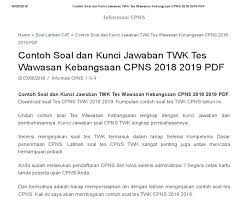 15 Contoh Soal Tes Cpns Twk Kumpulan Contoh Soal