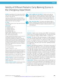 Pdf Validity Of Different Pediatric Early Warning Scores In