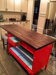 Use a brush to get into corners and detailed areas. All Dressed Up Turn An Old Dresser Into A Kitchen Island Toolbox Divas