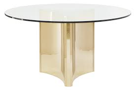 Standard table heights are 16 to 20 inches for a coffee table, 18 to 22 inches for occasional tables, and 29 to 31 inches for a dining table. Round Metal Dining Table With Glass Top Bernhardt Hospitality