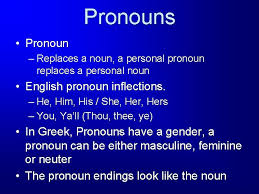 Pronouns make up a small subcategory of nouns. Auvtoj Pronouns Pronoun Replaces A Noun A Personal