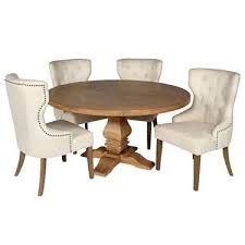 Florence 60 Round Table W 4 Tufted Chairs Round Table And Chairs White Dining Table Glass Top Dining Table