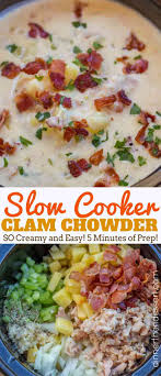 Hot stew in the summer? Slow Cooker Clam Chowder Dinner Then Dessert