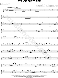 Survivor Eye Of The Tiger C Instrument Sheet Music Flute Violin Oboe Or Recorder In C Minor Download Print Cello Sheet Music Trombone Sheet Music Trombone Music