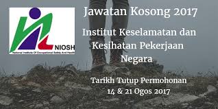Institut Keselamatan Dan Kesihatan Pekerjaan Negara Jawatan Kosong Niosh 14 21 Ogos 2017 Institut Keselamatan Dan Kesihatan Pekerjaan Negara Niosh Calon Ya