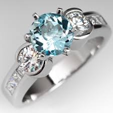 Browse our stunning collection of diamond, moissanite & clarity enhanced engagement rings! Contemporary Aquamarine Engagement Ring W Bezel Diamond Accents