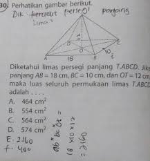 Maybe you would like to learn more about one of these? Diketahui Limas Persegi Panjang T Abcd Jika Panjang Ab 18 Cm Bc 10 Cm Dan Ac 12 Cm Luas Seluruh Brainly Co Id