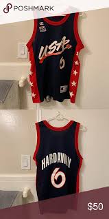 Team usa's home uniform in 2020 symbolizes the dream of winning big on the international stage. Vintage Penny Hardaway Usa Basketball Jersey Jersey Design Basketball Jersey Mens Tank Tops