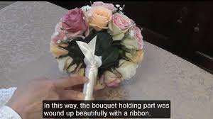 Ivory blush eucalyptus silk wedding bouquets | artificial flowers (small) $34.00. 18 Wrap A Ribbon Around The Handle Part Of The Bouquet Holder Youtube