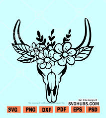 Download Floral Cow Skull Svg Cow Skull With Flowers Svg Cow Skull Svg File For Cricut Svg Hubs