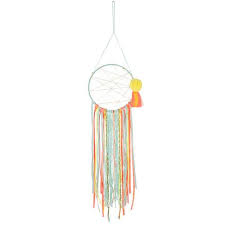 Attrape Reves En Coton Rose Vert Et Jaune Fluos 18x55 Maisons Du Monde Deco Murale Decoration Murale Parement Mural