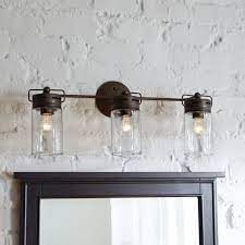 Mason Jar Inspired Bathroom Vanity Lights With 3 Bulbs Farmhouse Bathroom Light Rustic Bathroom Lighting Bathroom Light Fixtures