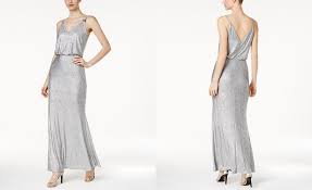 Calvin Klein Metallic Blouson Gown Dresses Women Macy S Formal Dresses For Women Gray Formal Dress Formal Dresses