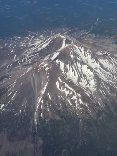 Mt. Shasta view from airplane window