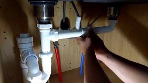 Kitchen double sink with garbage disposal plumbing diagram garbage disposal sink. How To Install A Kitchen Drain Trap Assembly With Dishwasher Tailpiece Youtube