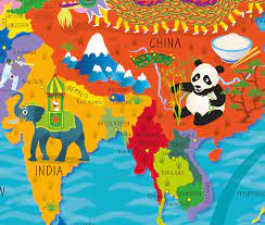 Find out the details about its history, geography, facts, travel destinations and more. Children S Asia Picture Map 16 99 Cosmographics Ltd