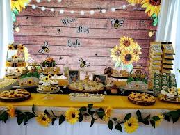 I've teamed up with our fabulous contributor heather from chickabug to bring you these free printables for you to host your own shower at home. Bumble Bee Sunflowers Baby Shower Party Ideas Photo 1 Of 44 Bumble Bee Baby Shower Decorations Bee Baby Shower Decoration Bumble Bee Baby Shower