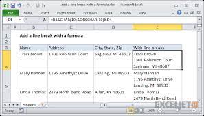 Excel Formula Add A Line Break With A Formula Exceljet
