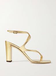 JIMMY CHOO Azie 85 metallic leather sandals | NET-A-PORTER