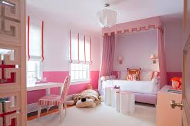 Custom Canopy Bed And Window Treatments In Orange And Pink Fabrics Add Modern Graphic Design To This Girls Bedroom Gir Girls Daybed Room Country Modern Home