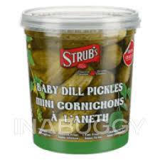 Add 4 cloves of peeled or chopped garlic to each jar add 1 t chopped dill weed, plus 1 t dill seeds add 1/4 cup sliced hot banana peppers (optional) pack cucumbers tightly into the jar. Strub S Baby Dill Pickles 1l Concord Foods Toronto Gta Grocery Delivery Inabuggy