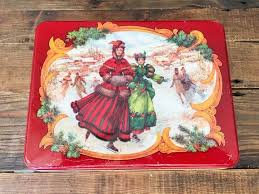 Tin A Tema Natale Dell Annata Con Coperchio Vintage Tin Vintage Cucina Deposito Tin Natale Deposito Container La Tin Da Collezione Fatto A Mano Vintage Scatole Di Latta