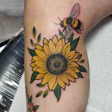 Original resolution is 417x428 px. Sunflower And A Bumblebee Tattoo By Jodie Bow Colour Style Inkably Co Uk