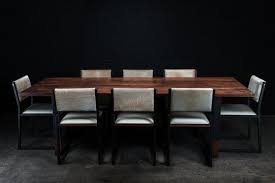 The perfect handmade dining table when downsizing to a smaller home. Black Steel Ebonized Walnut Leather Cow Hide Shaker Dining Chairs By Ambrozia Set Of 8 For Sale At Pamono