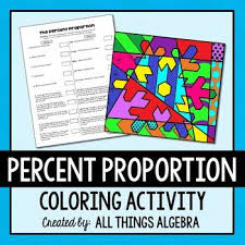 Percent Proportion Coloring Activity Percent Proportions Junior High Math Math Examples