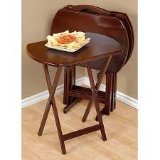 Winsome Wood Corbett 5 Piece Oblong Snack Table Set Walnut Finish Walmart Com Tv Tray Set Table Serving Tray Tv Tray Table