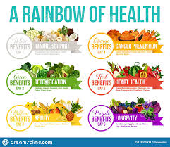 color diet rainbow fruits and vegetables stock vector