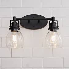 Soft Seeded Glass Shade Matte Black Vanity Light 2 Light Shades Of Light Shop wayfair for all the best matte black bathroom vanity lighting.