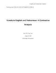 Pdf English And Vietnamese Vowels 0 Vowels In English And