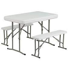 Flash Furniture Plastic Folding Table And Benches Walmart Com In 2021 Table And Bench Set Folding Table Flash Furniture