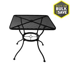 Garden Treasures Davenport Square Outdoor Dining Table 30 In W X 30 In L With Umbrella Hole Lowes Com Outdoor Dining Table Square Patio Table Wicker Dining Tables