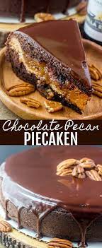 Chocolate Pecan Piecaken The Ultimate Holiday Dessert Pie Cake Piecaken Moist Chocolate Cake With A Sur Chocolate Pecan Holiday Desserts Holiday Desserts Pie