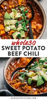 Extra Veggie Beef Chili Whole30 No Bean Recipe Beef Chili Recipe Healthy Dinner Recipes Recipes