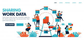 Sharing Data And Work Document Sharing Jobs With Economic Gig In Technology Industry 4 0 Pull Up Banner Design Technology Industry Business Illustration